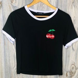 ‼️BRAND NEW ‼️Black Cherry Cropped Shirt